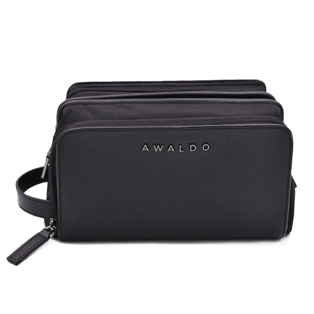 Leder Kulturbeutel "ERYAN" Schwarz