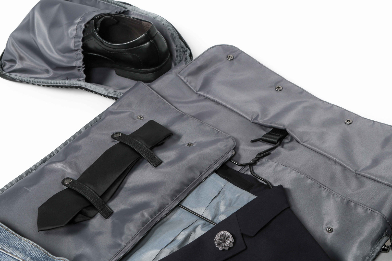 2in1 Leder Anzugtasche "GRYAN" Schwarz