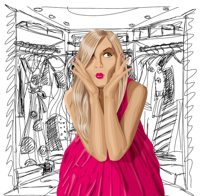 Woman In Her Closet Dreaming Of Black Friday Starting Now