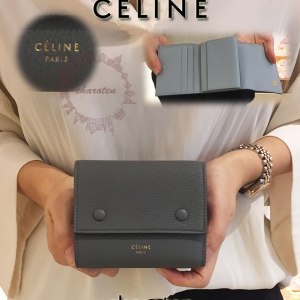 CELINE 折りたたみ財布 裏地blueで大人配色♡三つ折り財布
