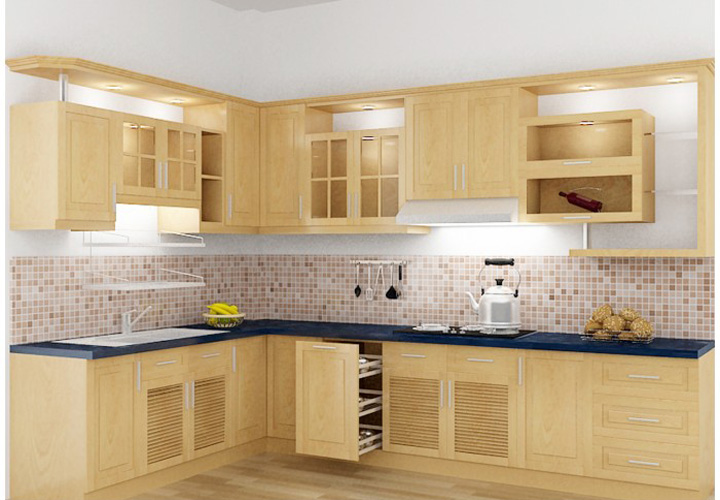 Tủ bếp gỗ sồi Mỹ SM01